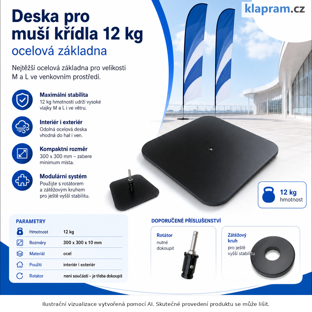 Deska pro muší křídla 12 kg – ocelová základna