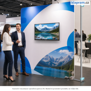 Držák televize na pop up stěnu – Lifestyle – AI vizualizace