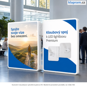 Kloubový spoj k LED lightboxu Premium – Lifestyle – AI vizualizace