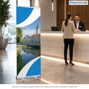 Mini roll up R Banner s tiskem – Lifestyle – AI vizualizace