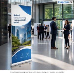 Oboustranný roll up Entry Twin R Banner s tiskem – Lifestyle – AI vizualizace
