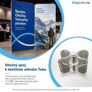 Otočný spoj k textilním stěnám Tube – Lifestyle – AI vizualizace