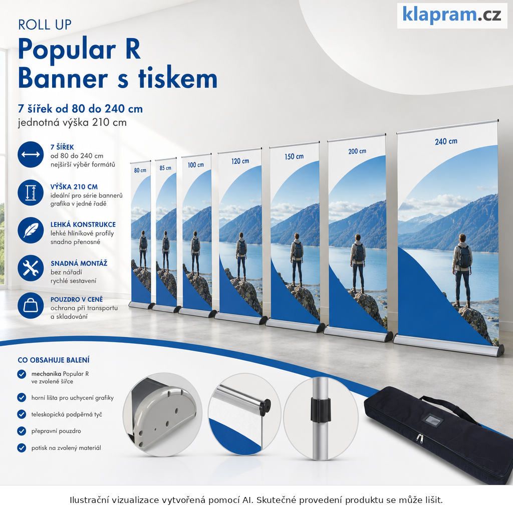 Roll up Popular R Banner s tiskem – Varianty / výhody – AI vizualizace