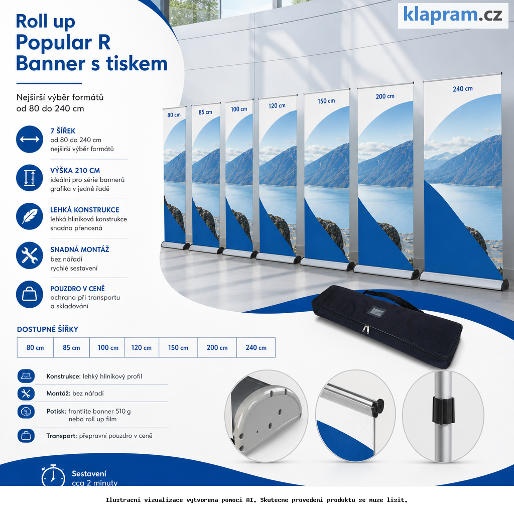 Roll up Popular R Banner s tiskem – Varianty / výhody – AI vizualizace