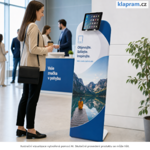 Stojan na tablet Tube s potiskem – Lifestyle – AI vizualizace