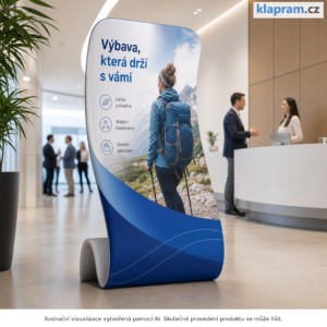 Vlnitý textilní poutač Snake s potiskem – Lifestyle – AI vizualizace